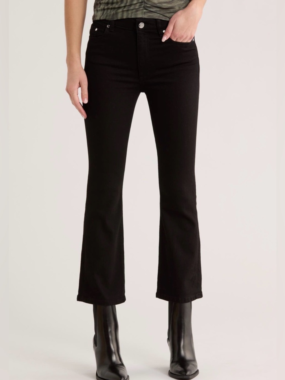 Jason Wu Women’s Mid-Rise Cropped Bootcut Black Jeans Stretch Size 10 / 27 Pants